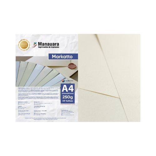 PAPEL MARKATTO SUTILLE MAJORCA A4 250G PACOTE 9 FOLHAS - CÓD. 2973
