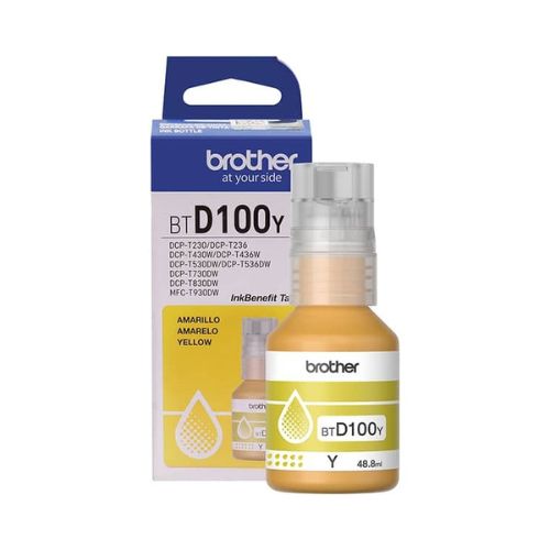 REFIL TINTA BROTHER BTD100Y T230 T236 T430 T436 T530 T536 T730 T830 T930 AMARELO 7.5K - CÓD. 3884