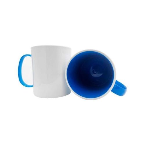 CANECA DE POLÍMERO BRANCA INTERNO E ALÇA AZUL 140G 325ML - CÓD. 2763