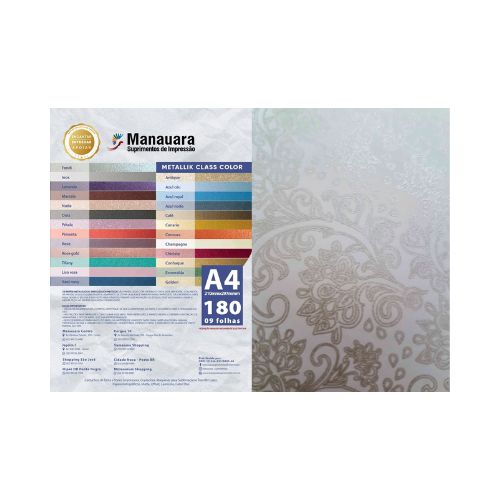 Papel Folha Class Arabesco Prata A4 180g Pacote com 9 Folhas