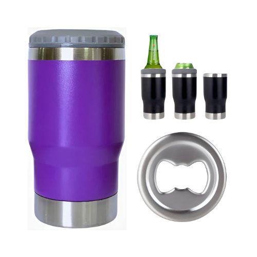 COPO TÉRMICO E PORTA LONG NECK COM ABRIDOR 420ML OURO ROXA - CÓD. 3830