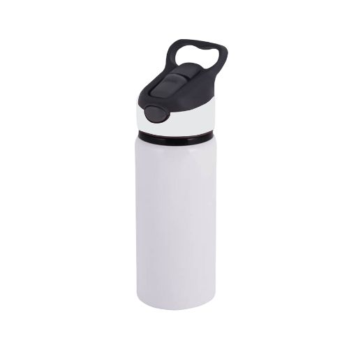 SQUEEZE DE ALUMÍNIO BRANCA BICO AUTOMÁTICO TAMPA BRANCA 600ML 20 OZ - CÓD. 3547