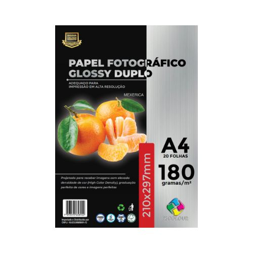 PAPEL FOTOGRÁFICO DUPLA FACE A4 180G PACOTE 20 FOLHAS - CÓD. 3430