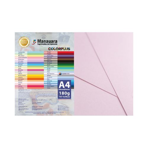 PAPEL COLORPLUS VERONA A4 180G PACOTE COM 18 FOLHAS - CÓD. 2738