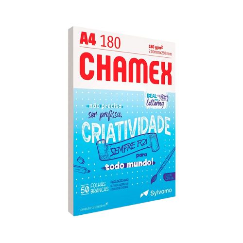 PAPEL CHAMEX LETTERING A4 180G PACOTE COM 50 FOLHAS - CÓD. 3812