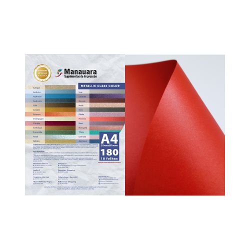 PAPEL CLASS COLOR MELTALLIK PIMENTA A4 180G PACOTE 9 FOLHAS - CÓD. 2908