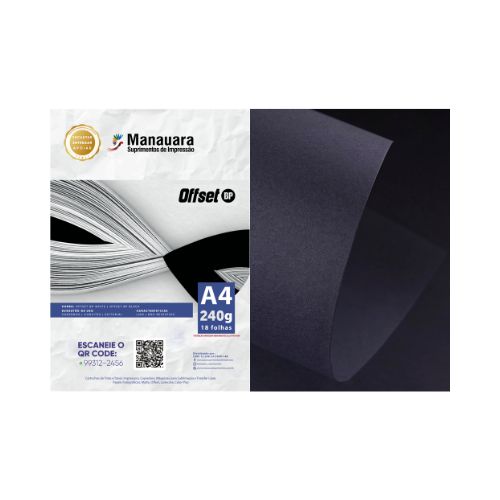 PAPEL OFFSET BLACK A4 240G PACOTE COM 18 FOLHAS - CÓD. 3968