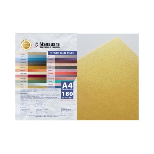 PAPEL CLASS COLOR METALLIK GOLDEN A4 240G PACOTE 18 FOLHAS - CÓD. 2523