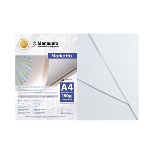 PAPEL MARKATTO SUTILLE ALASKA A4 180G PACOTE 9 FOLHAS - CÓD. 2778