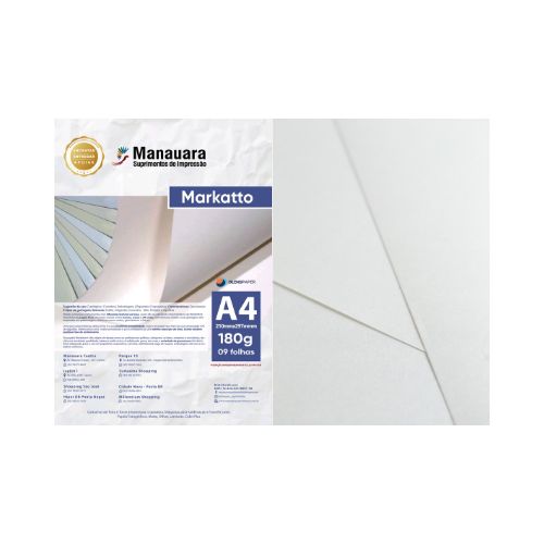 PAPEL MARKATTO SUTILLE ASPEN METALIZADO A4 180G PACOTE 9 FOLHAS - CÓD. 2845