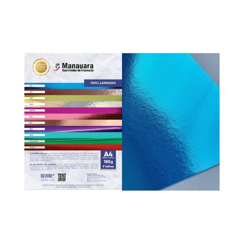 PAPEL LAMINADO METALLIK AZUL A4 180G 9 FOLHAS - CÓD. 2957