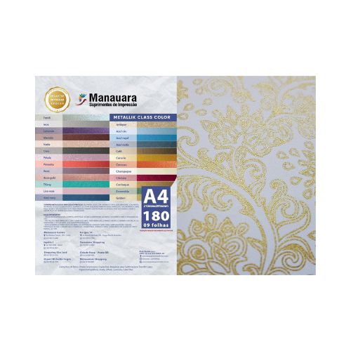 Papel Folha Class Arabesco Dourada A4 180g Pacote com 9 Folhas